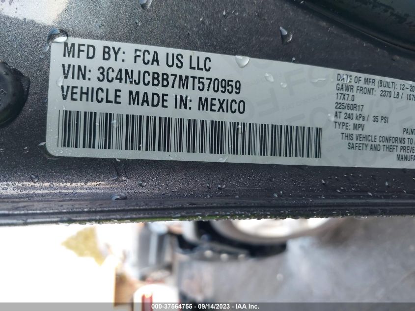 2021 JEEP COMPASS LATITUDE - 3C4NJCBB7MT570959