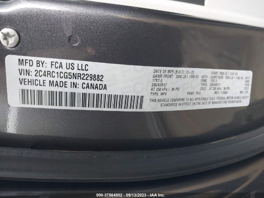 2022 CHRYSLER VOYAGER LX - 2C4RC1CG5NR229882