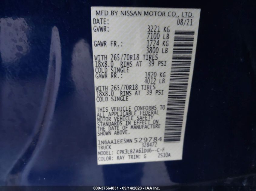 2021 NISSAN TITAN SV - 1N6AA1EE5MN529784