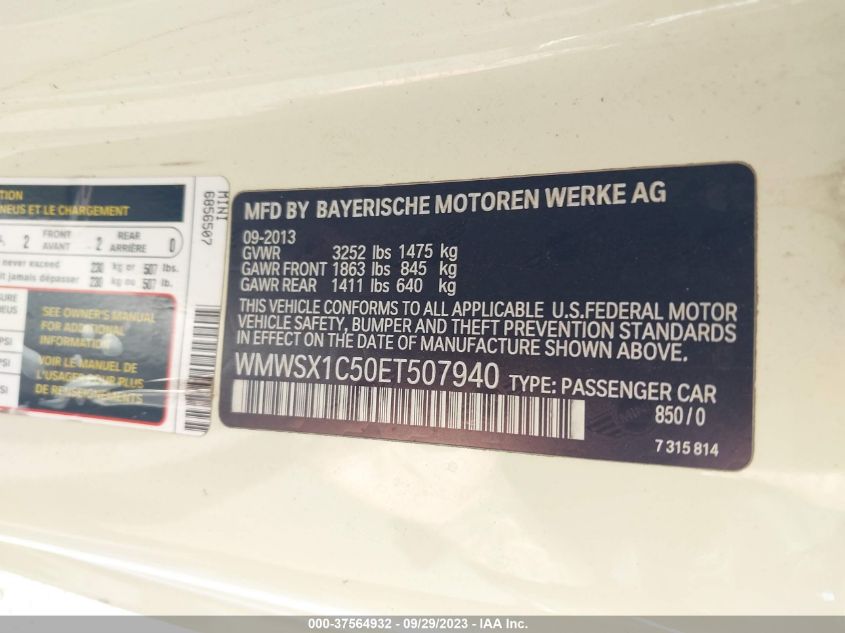 2014 MINI COOPER COUPE WMWSX1C50ET507940