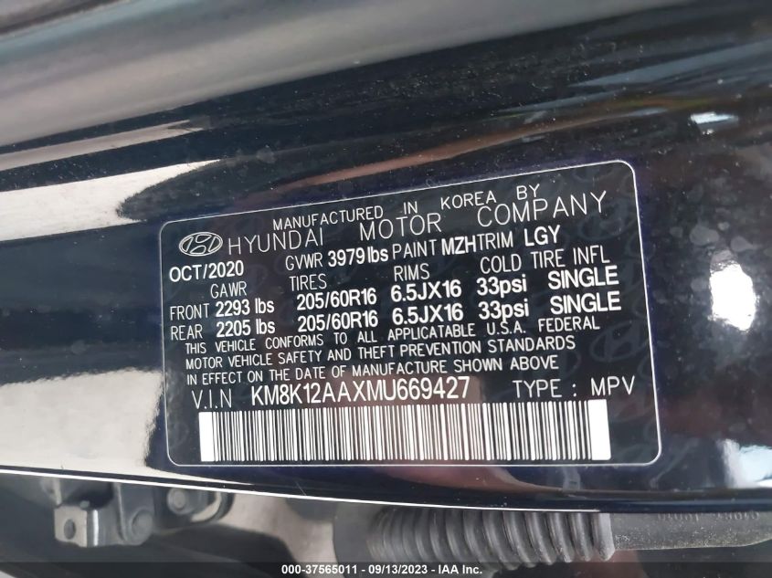 2021 HYUNDAI KONA SE - KM8K12AAXMU669427