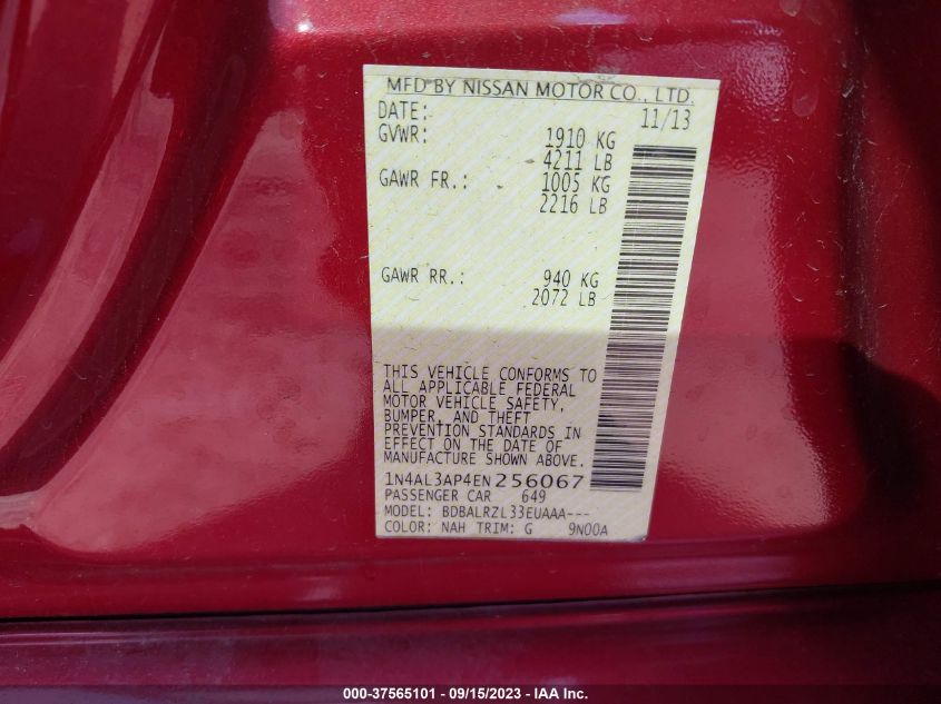 2014 NISSAN ALTIMA 2.5 S - 1N4AL3AP4EN256067