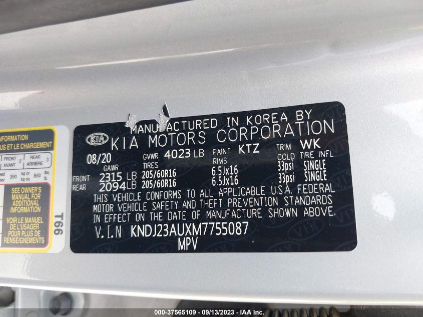 2021 KIA SOUL S - KNDJ23AUXM7755087