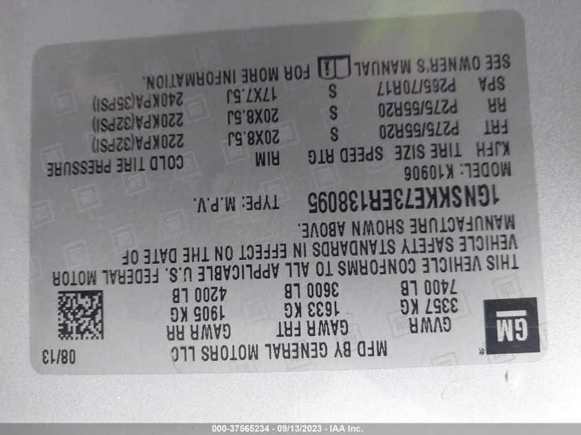 2014 CHEVROLET SUBURBAN 1500 LTZ - 1GNSKKE73ER138095