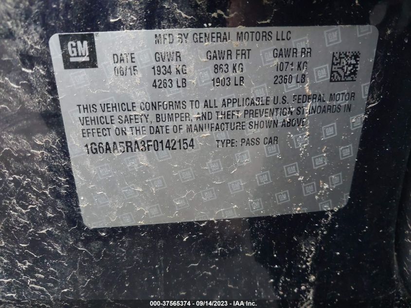 2015 CADILLAC ATS STANDARD - 1G6AA5RA3F0142154