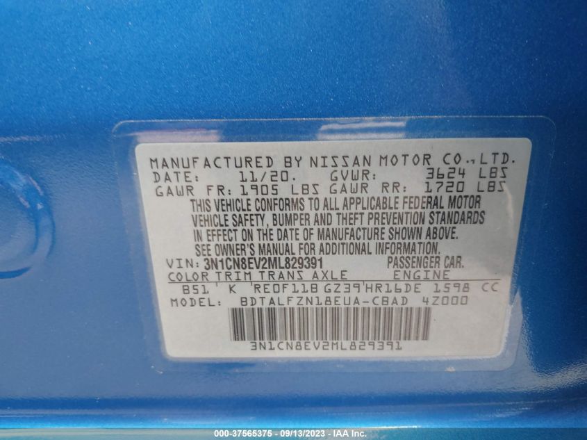 2021 NISSAN VERSA SV - 3N1CN8EV2ML829391