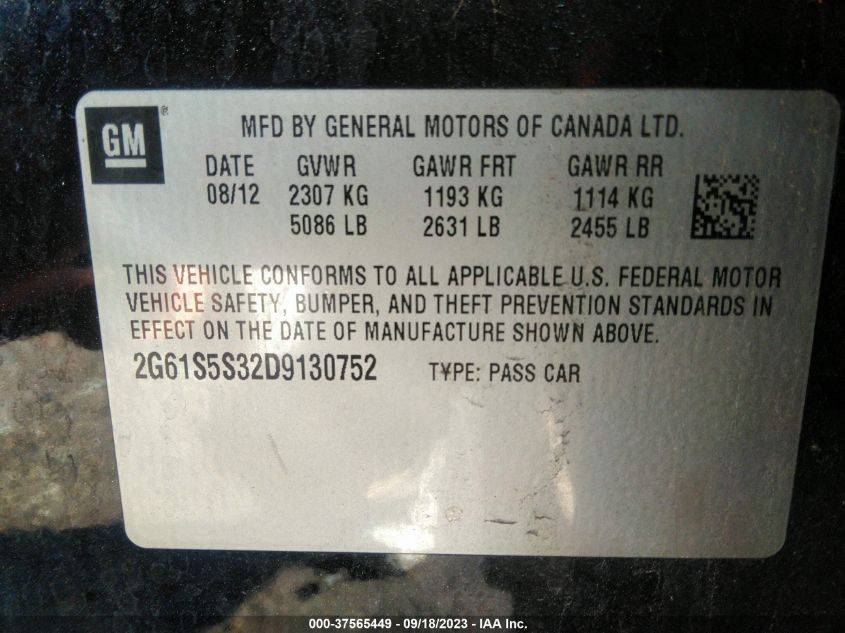 2013 CADILLAC XTS PREMIUM - 2G61S5S32D9130752