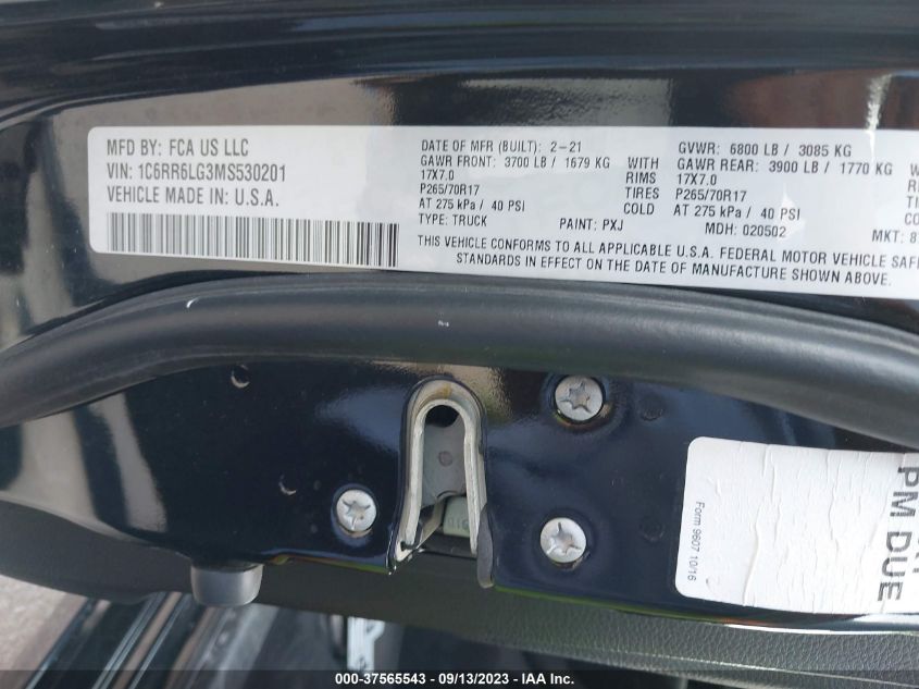 2021 RAM 1500 CLASSIC SLT/WARLOCK - 1C6RR6LG3MS530201