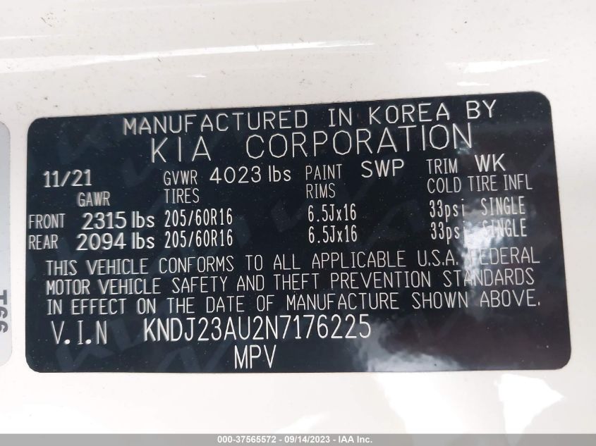 2022 KIA SOUL LX - KNDJ23AU2N7176225