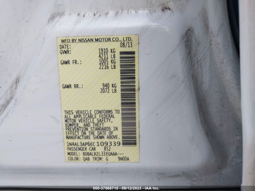 2014 NISSAN ALTIMA 2.5 S - 1N4AL3AP6EC109339
