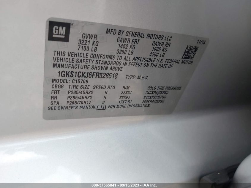 2015 GMC YUKON DENALI - 1GKS1CKJ6FR528518