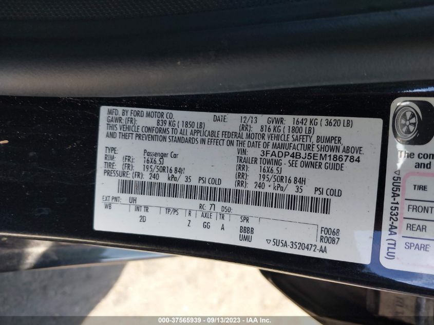 2014 FORD FIESTA SE - 3FADP4BJ5EM186784