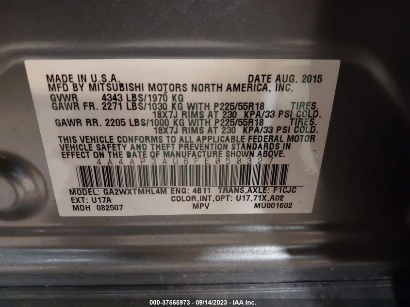 2015 MITSUBISHI OUTLANDER SPORT ES - 4A4AP3AU6FE050327