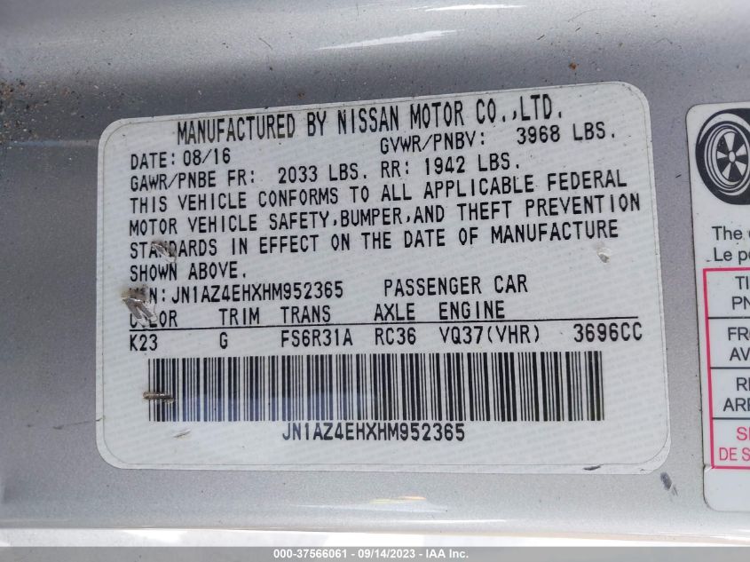 2017 NISSAN 370Z - JN1AZ4EHXHM952365