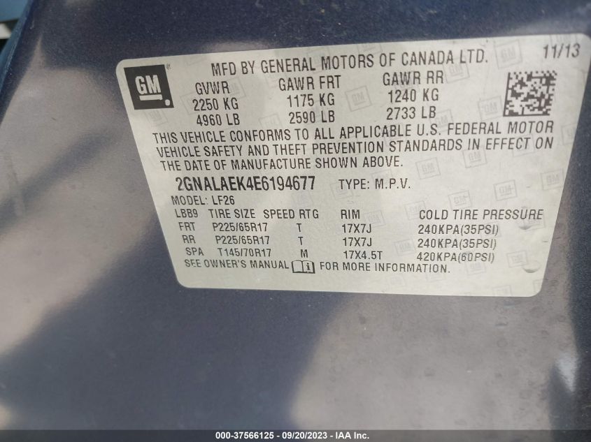 2014 CHEVROLET EQUINOX LS - 2GNALAEK4E6194677