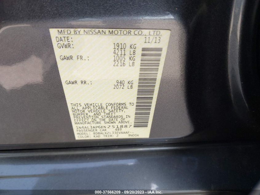 2014 NISSAN ALTIMA 2.5 SL - 1N4AL3AP6EN251887