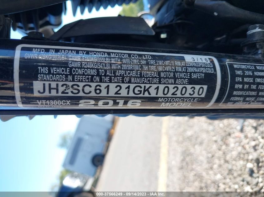2016 HONDA VT1300 CX JH2SC6121GK102030