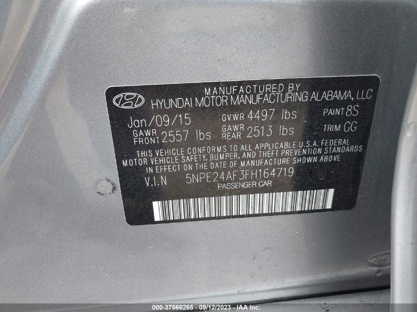 2015 HYUNDAI SONATA 2.4L SE - 5NPE24AF3FH164719