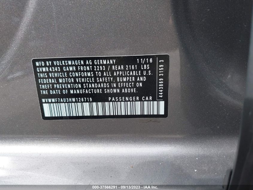 2017 VOLKSWAGEN GOLF R WVWWF7AU3HW126719