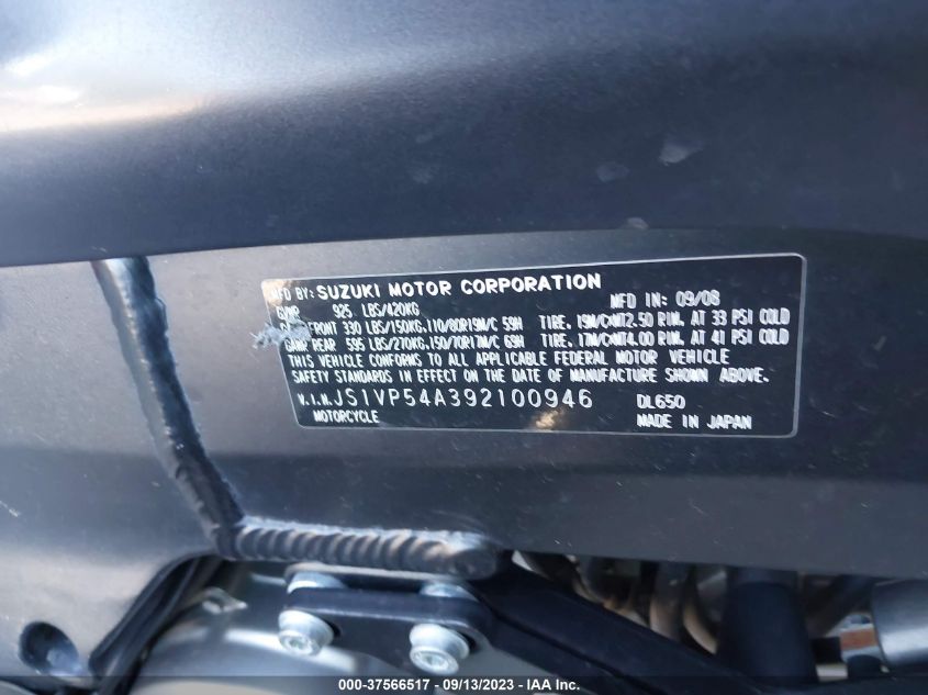 2009 SUZUKI DL650 - JS1VP54A392100946