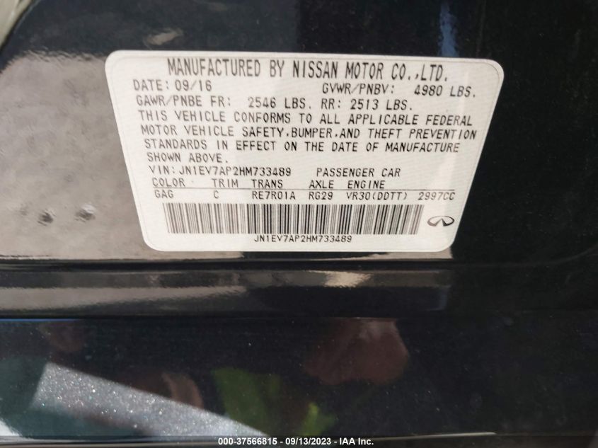 2017 INFINITI Q50 PREMIUM/SPORT/SE - JN1EV7AP2HM733489