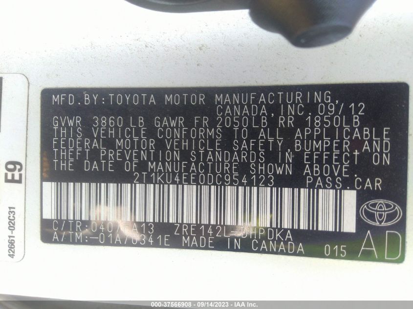 2013 TOYOTA MATRIX L - 2T1KU4EE0DC954123