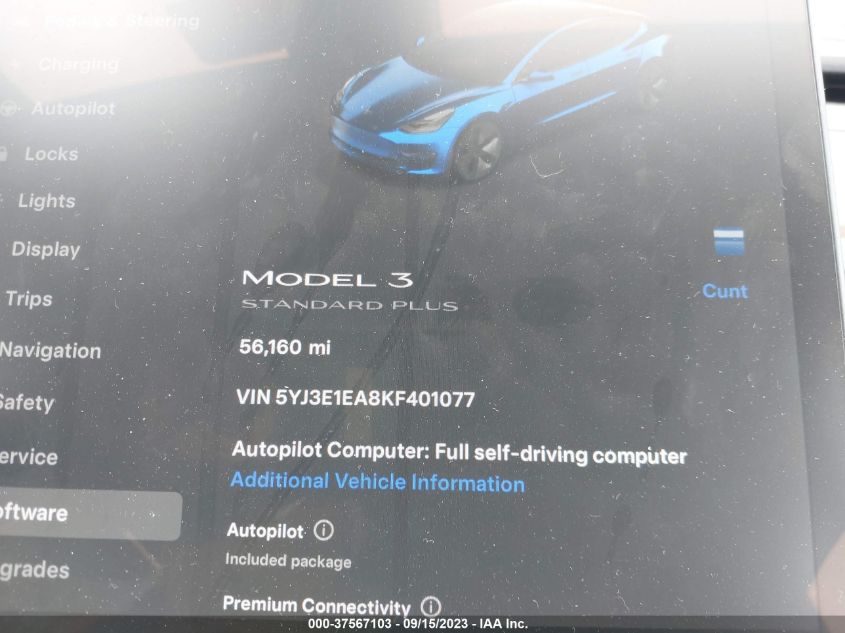 2019 TESLA MODEL 3 RANGE - 5YJ3E1EA8KF401077