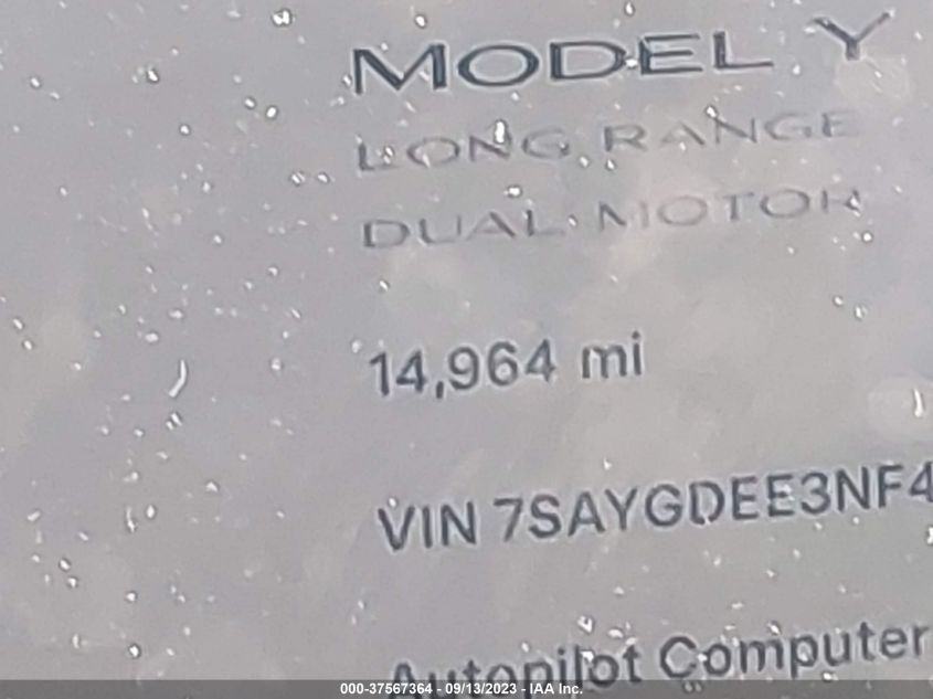 2022 TESLA MODEL Y - 7SAYGDEE3NF444124