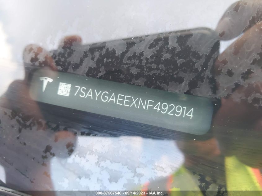 2022 TESLA MODEL Y - 7SAYGAEEXNF492914
