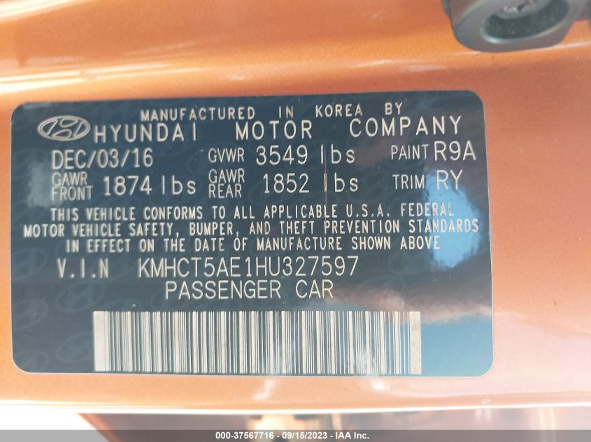 2017 HYUNDAI ACCENT SE - KMHCT5AE1HU327597