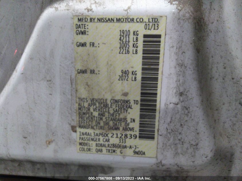 2013 NISSAN ALTIMA 2.5 S - 1N4AL3AP6DC212839