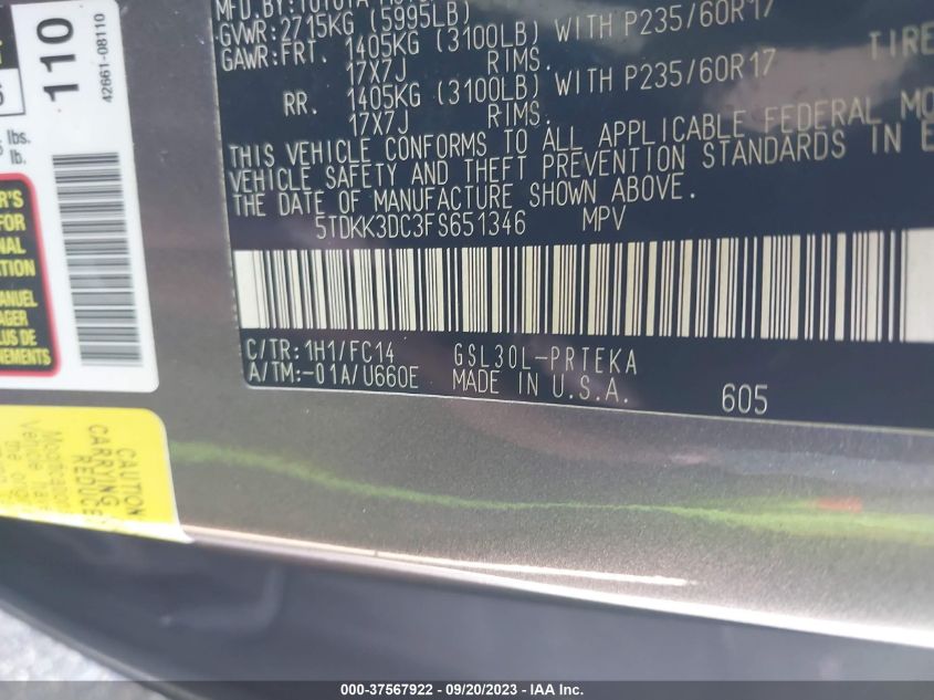 2015 TOYOTA SIENNA LE - 5TDKK3DC3FS651346