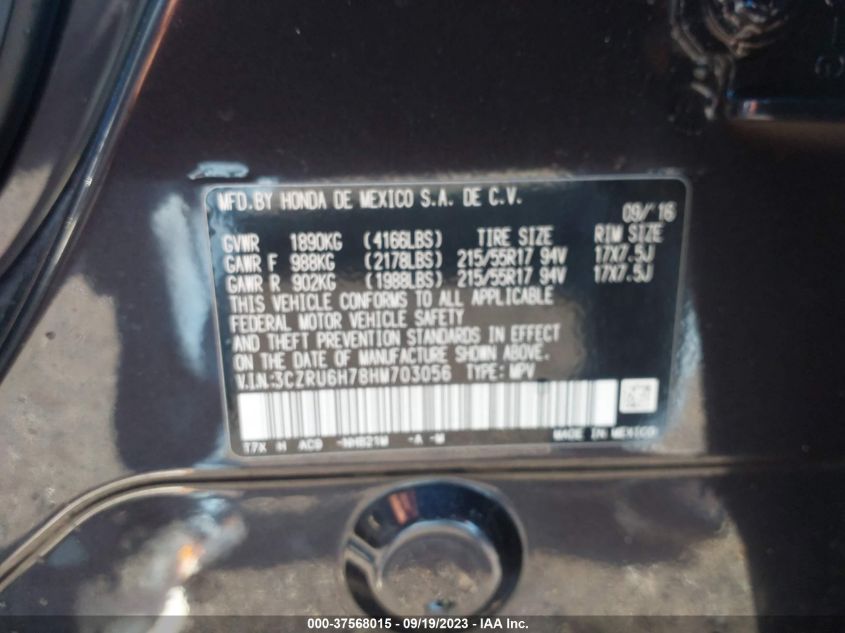 2017 HONDA HR-V EXL - 3CZRU6H78HM703056