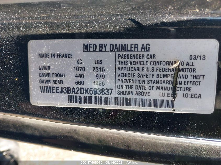 2013 SMART FORTWO PURE/PASSION WMEEJ3BA2DK693837