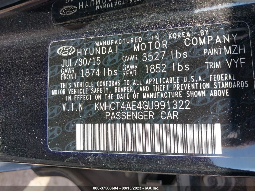 2016 HYUNDAI ACCENT SE - KMHCT4AE4GU991322