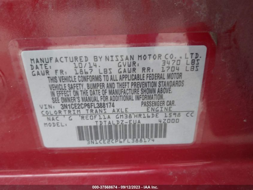 2015 NISSAN VERSA NOTE SV - 3N1CE2CP6FL388174