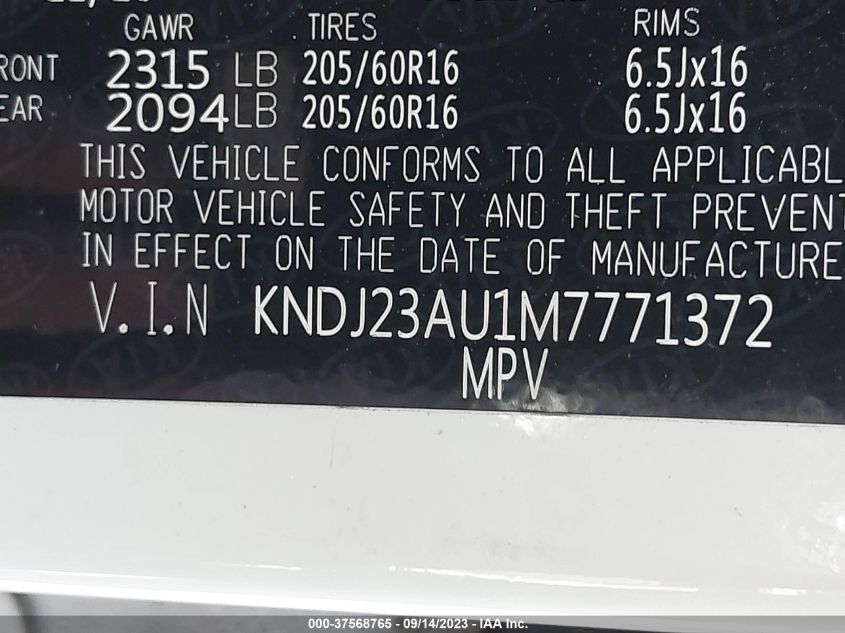 KNDJ23AU1M7771372 Kia Soul LX 9