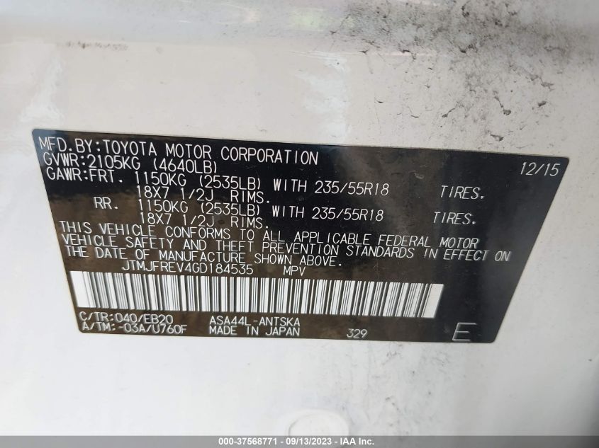 2016 TOYOTA RAV4 SE - JTMJFREV4GD184535