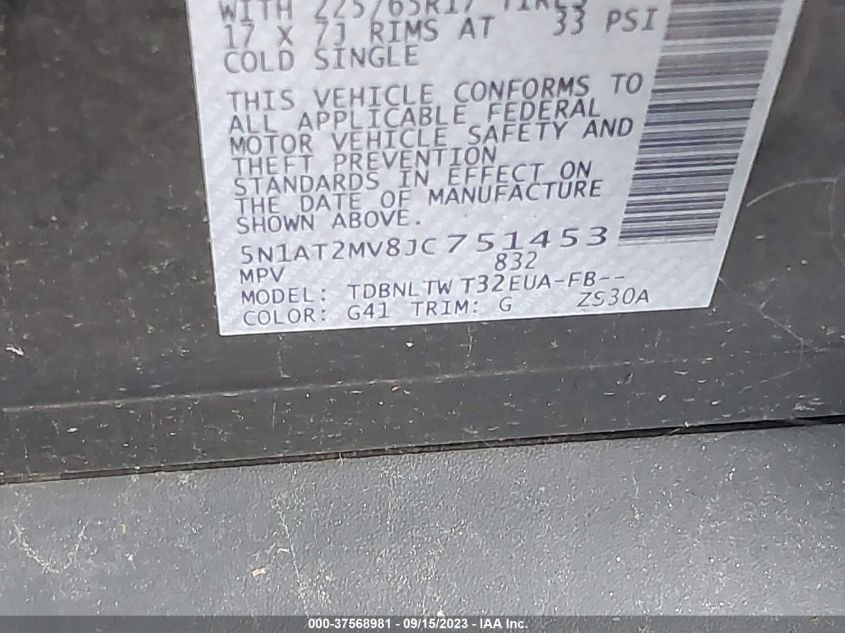 2018 NISSAN ROGUE SV - 5N1AT2MV8JC751453