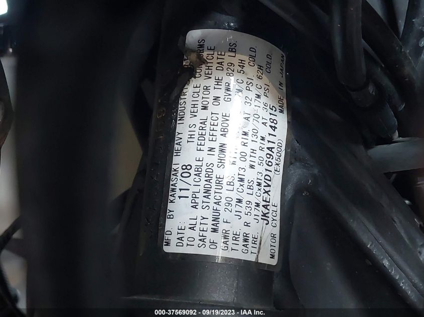 2009 KAWASAKI EX500 D JKAEXVD169A114815
