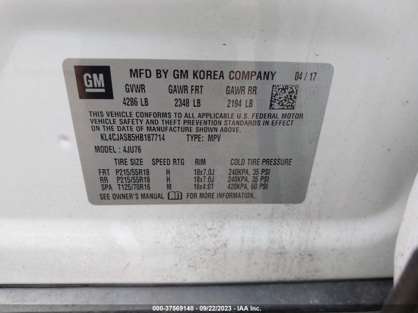 2017 BUICK ENCORE PREFERRED - KL4CJASB5HB187714