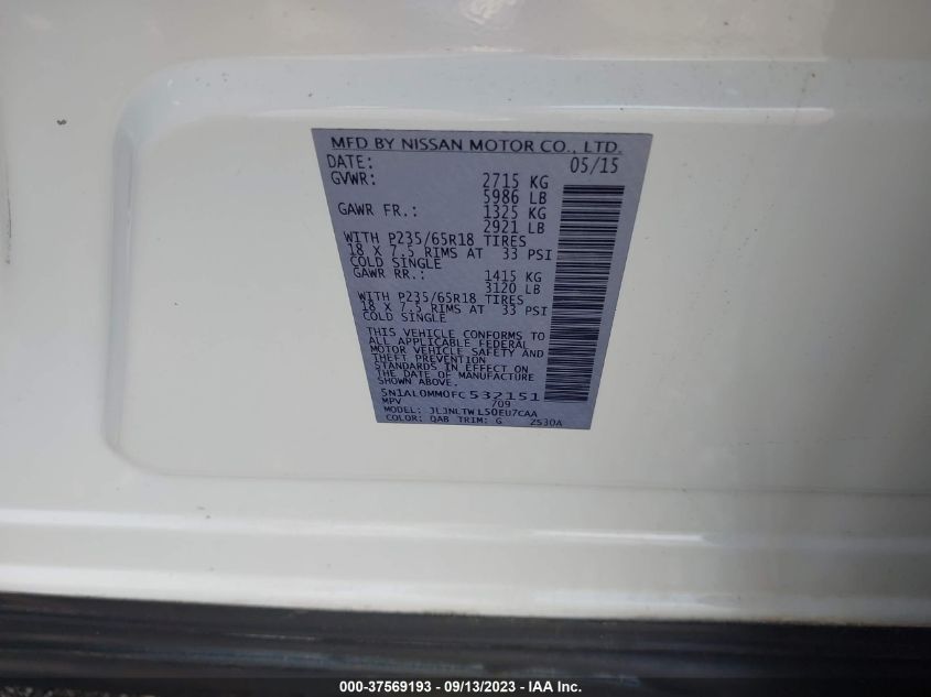 2015 INFINITI QX60 - 5N1AL0MM0FC532151