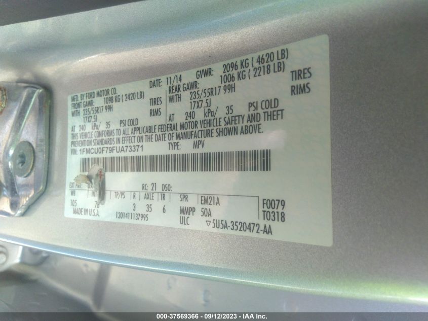 2015 FORD ESCAPE S - 1FMCU0F79FUA73371