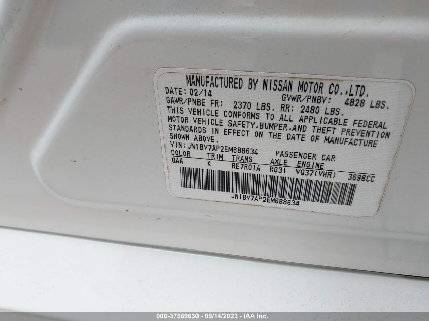 2014 INFINITI Q50 - JN1BV7AP2EM688634