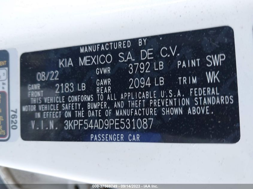 2023 KIA FORTE GT LINE - 3KPF54AD9PE531087