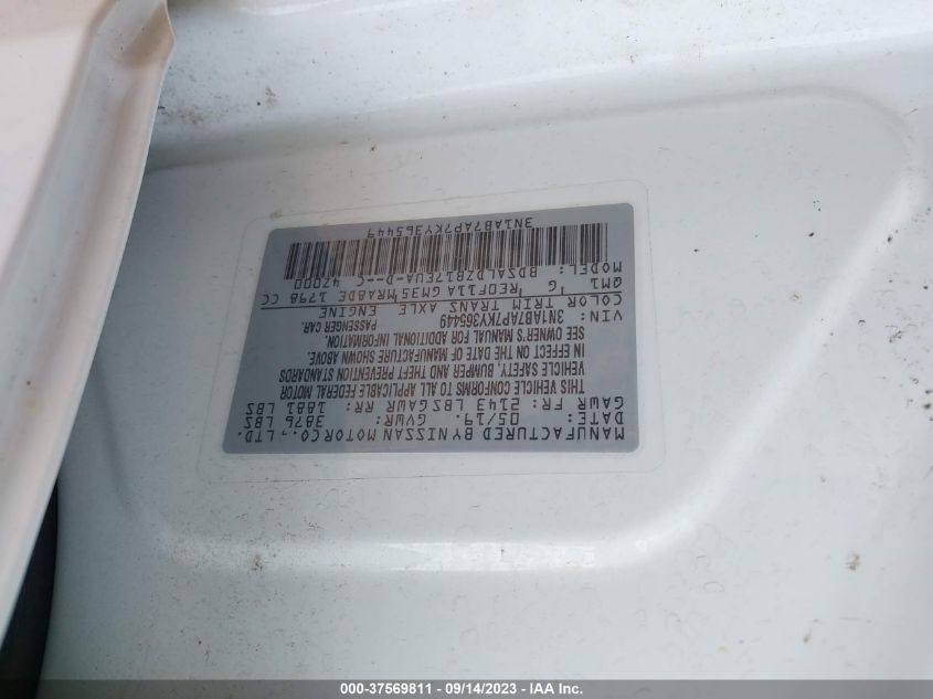 2019 NISSAN SENTRA S/SV/SR/SL - 3N1AB7AP7KY365449