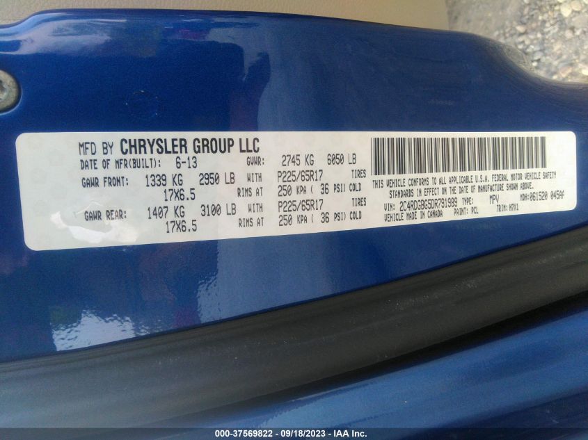 2013 DODGE GRAND CARAVAN SE - 2C4RDGBG5DR791989