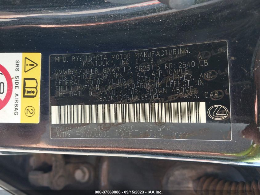 2018 LEXUS ES 350 - 58ABK1GG5JU095360