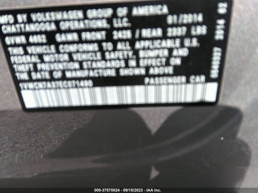 2014 VOLKSWAGEN PASSAT TDI SEL PREMIUM - 1VWCN7A37EC071490