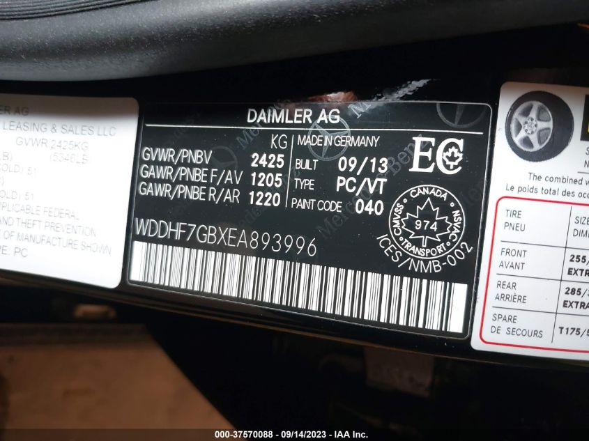 2014 MERCEDES-BENZ E 63 AMG S 4MATIC WDDHF7GBXEA893996